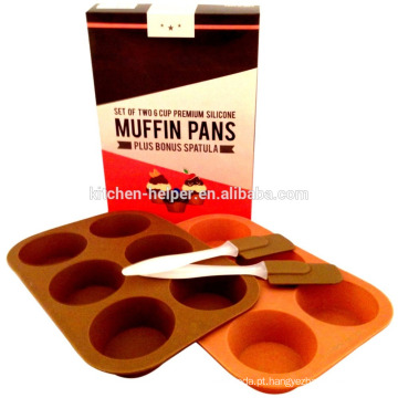 Profissional Fabricante Preço de fábrica Non-stick resistente ao calor Non-toxic Food Grade Silicone 6 Cup Mini Muffin Pan